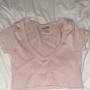 Garage Women's Light Pink Ribbed Crop Top